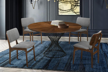 Armen Living - Cirque and Lima 5 Piece Walnut Round Dining Set - SETCQDIWA5D veiw 8