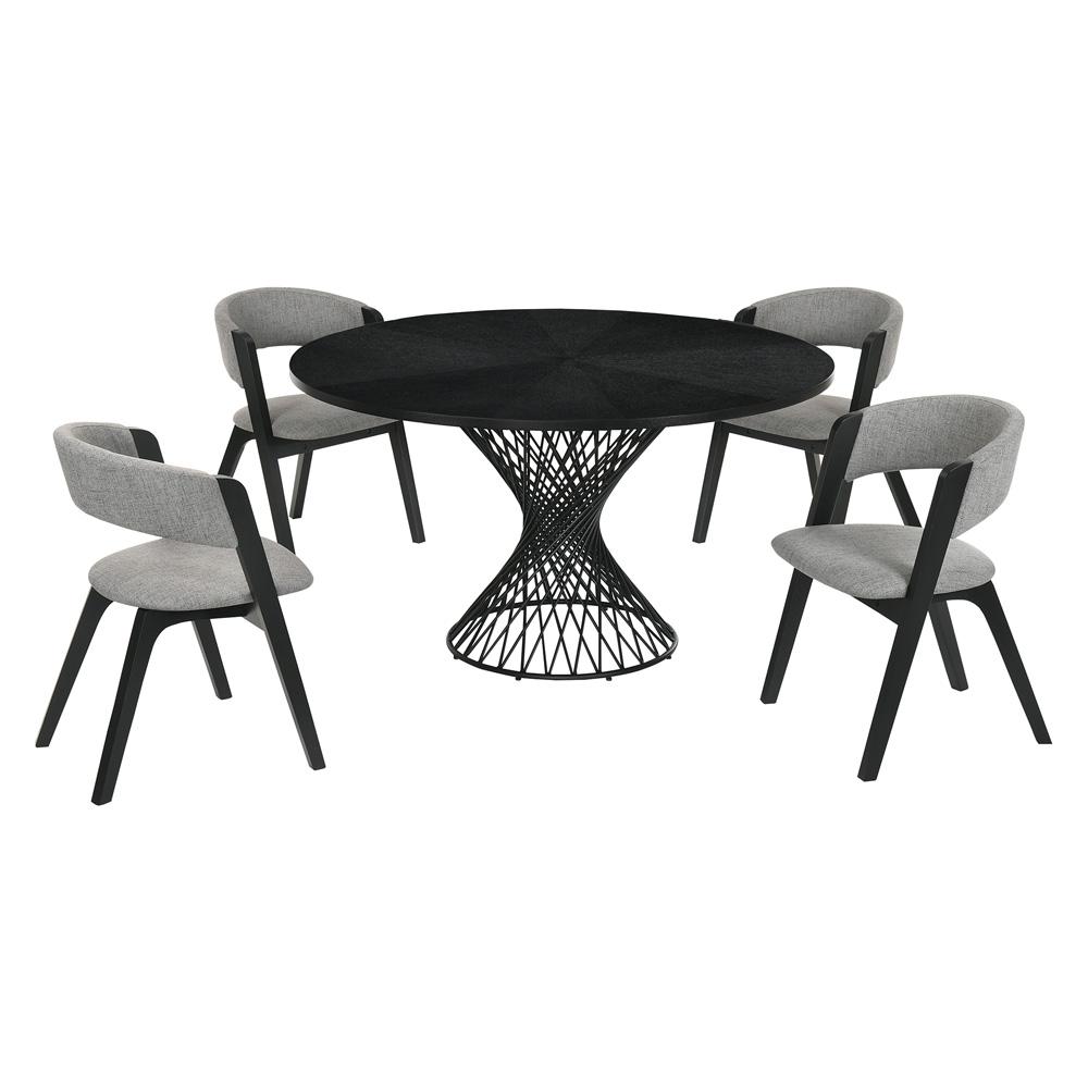 Armen Living - Cirque and Rowan 5 Piece Black Round Dining Set - SETCQDIBLK5B veiw 1