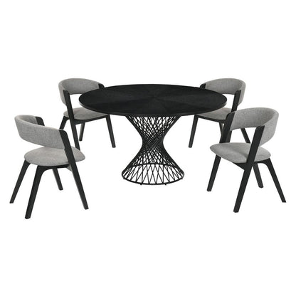 Armen Living - Cirque and Rowan 5 Piece Black Round Dining Set - SETCQDIBLK5B veiw 1