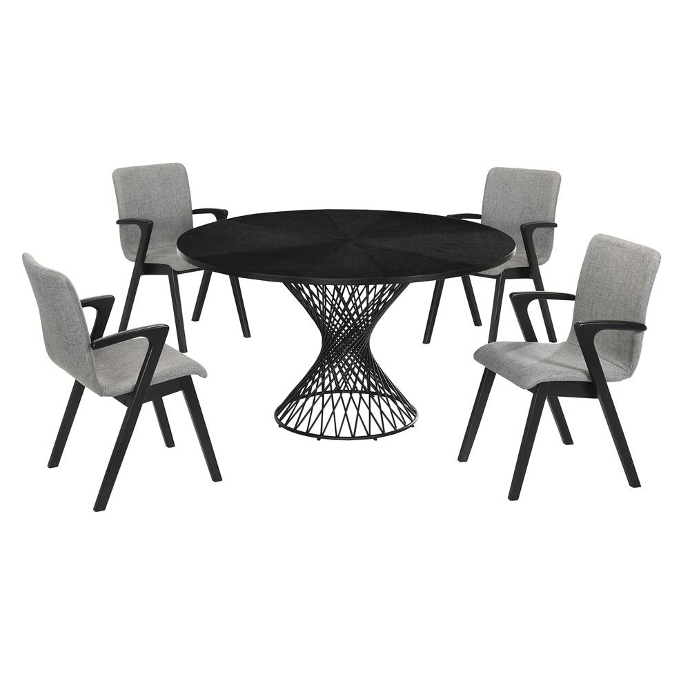 Armen Living - Cirque and Varde 5 Piece Black Round Dining Set - SETCQDIBLK5A veiw 1