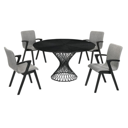 Armen Living - Cirque and Varde 5 Piece Black Round Dining Set - SETCQDIBLK5A veiw 1
