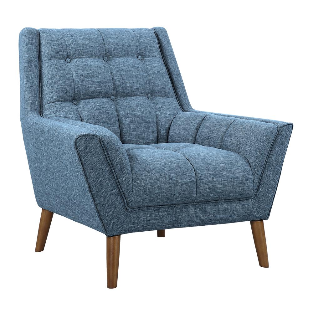 Armen Living - Cobra Mid-Century Modern Chair in Blue Linen and Walnut Legs - LCCO1BL veiw 1