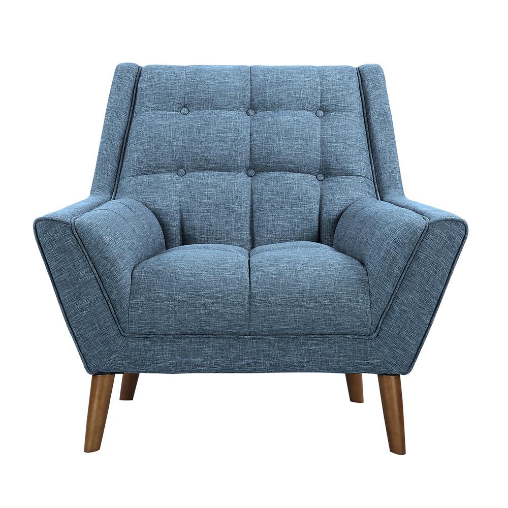 Armen Living - Cobra Mid-Century Modern Chair in Blue Linen and Walnut Legs - LCCO1BL veiw 2