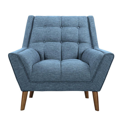 Armen Living - Cobra Mid-Century Modern Chair in Blue Linen and Walnut Legs - LCCO1BL veiw 2