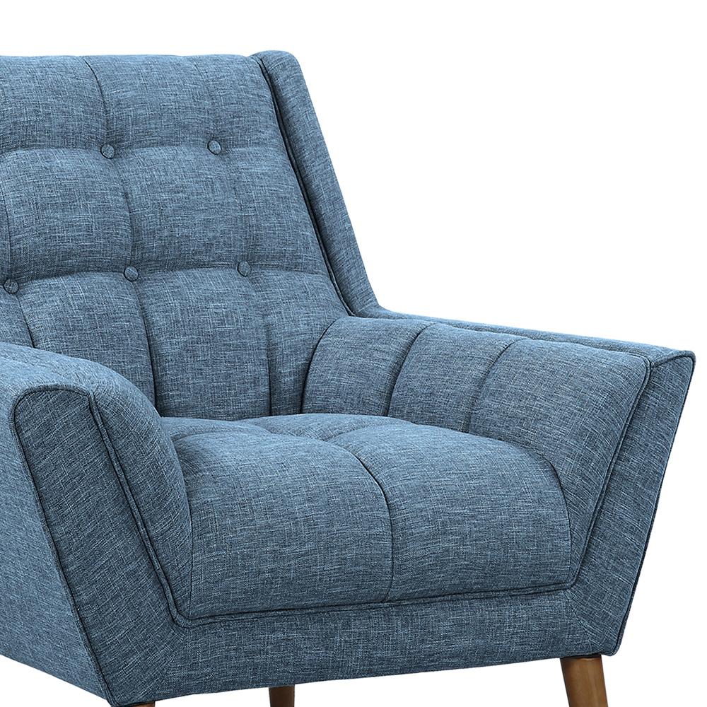 Armen Living - Cobra Mid-Century Modern Chair in Blue Linen and Walnut Legs - LCCO1BL veiw 4