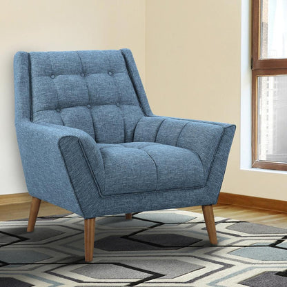 Armen Living - Cobra Mid-Century Modern Chair in Blue Linen and Walnut Legs - LCCO1BL veiw 6