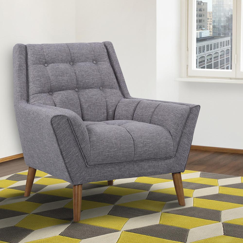 Armen Living - Cobra Mid-Century Modern Chair in Dark Gray Linen and Walnut Legs - LCCO1DG veiw 6
