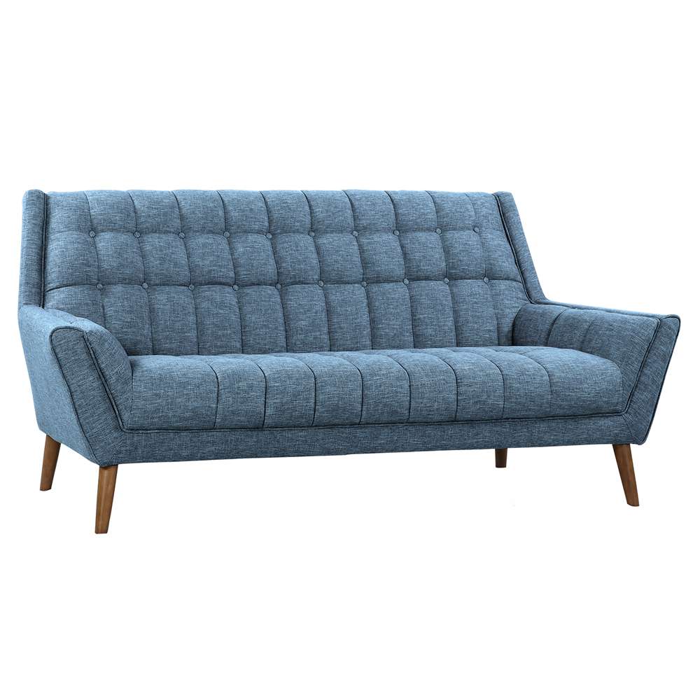 Armen Living - Cobra Mid-Century Modern Sofa in Blue Linen and Walnut Legs - LCCO3BL veiw 1