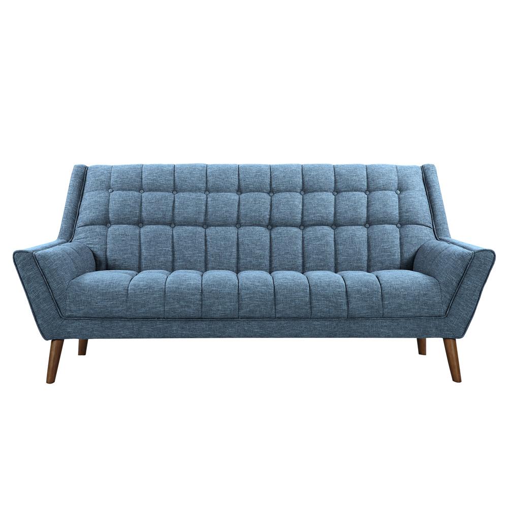 Armen Living - Cobra Mid-Century Modern Sofa in Blue Linen and Walnut Legs - LCCO3BL veiw 5