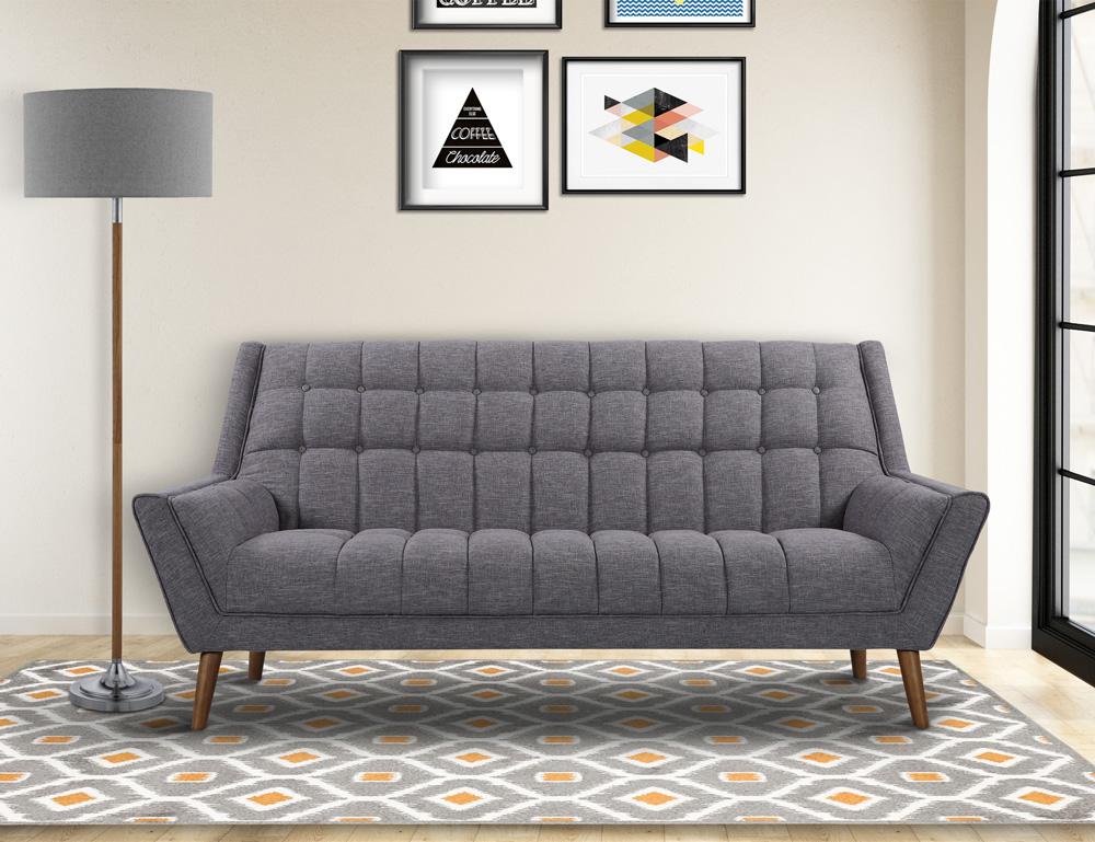 Armen Living - Cobra Mid-Century Modern Sofa in Dark Gray Linen and Walnut Legs - LCCO3DG veiw 6