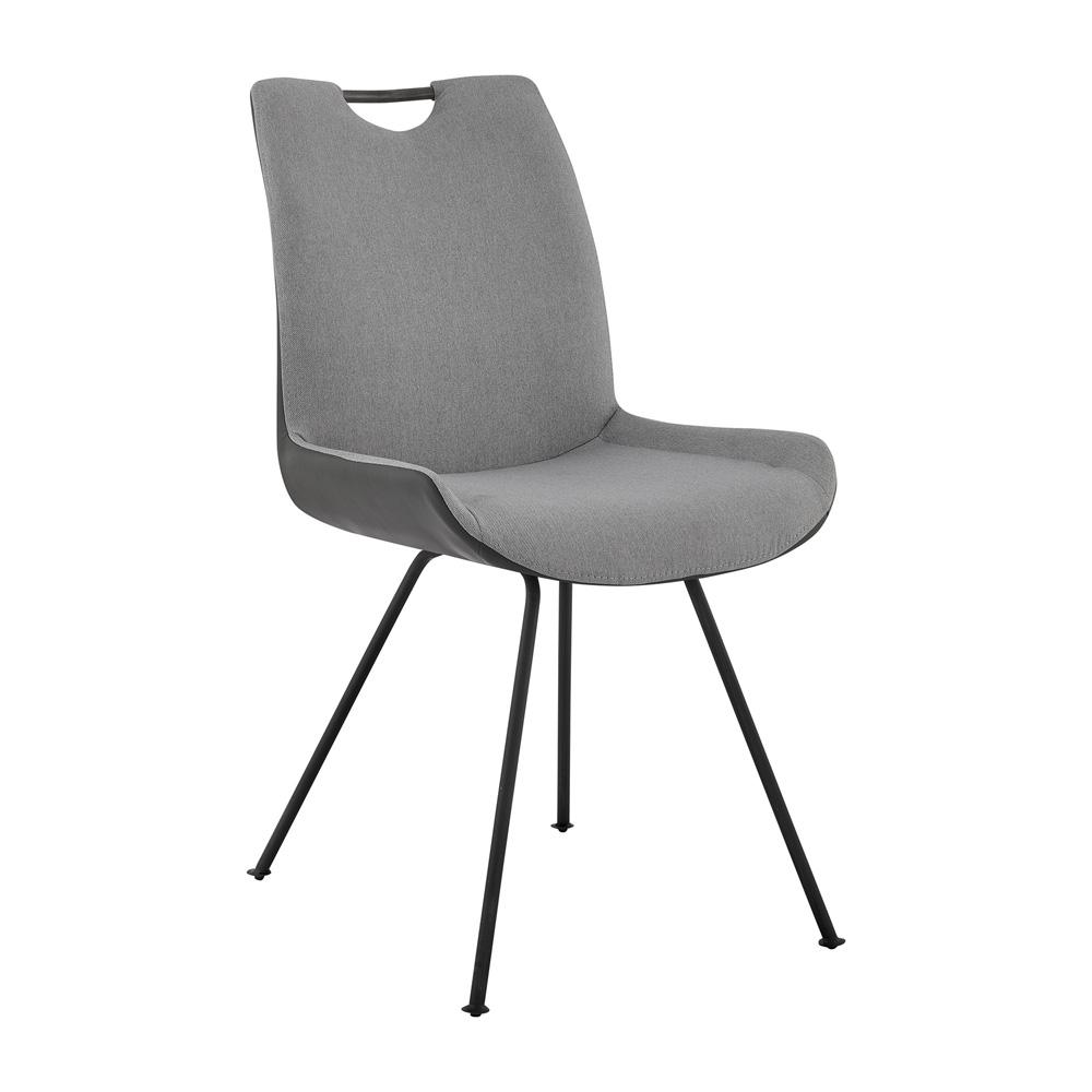 Armen Living - Coronado Contemporary Dining Chair in Gray Powder Coated Finish and Pewter Fabric (Set of 2) - LCCDSIPW veiw 8