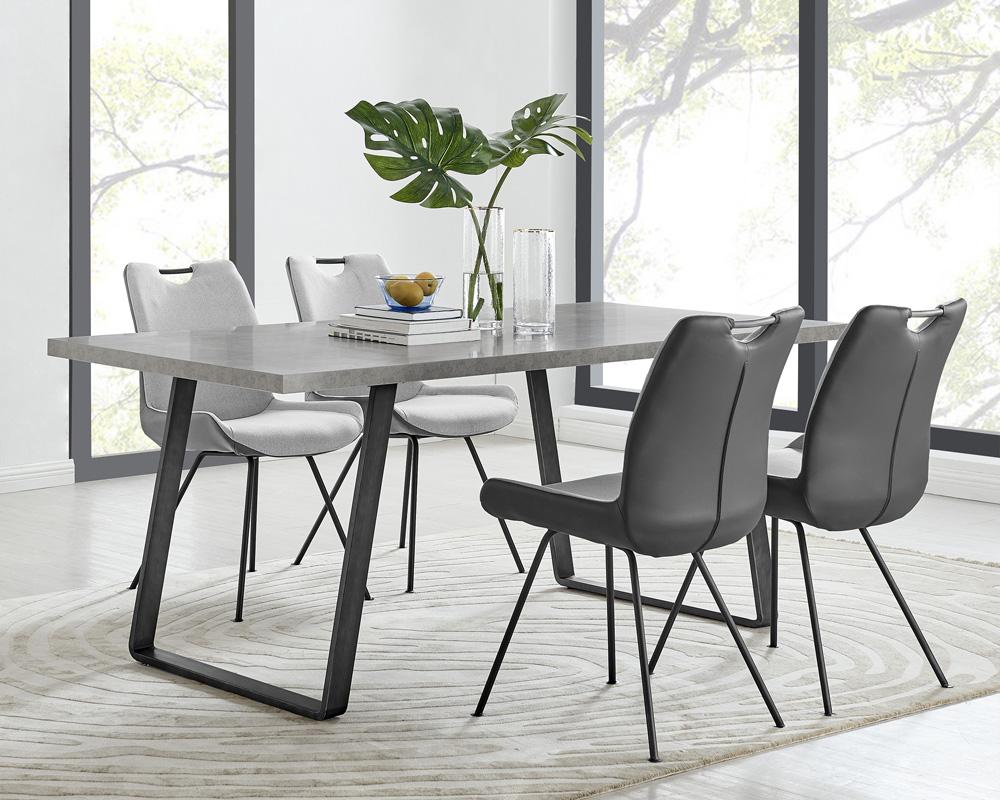 Armen Living - Coronado Contemporary Dining Chair in Gray Powder Coated Finish and Pewter Fabric (Set of 2) - LCCDSIPW veiw 9