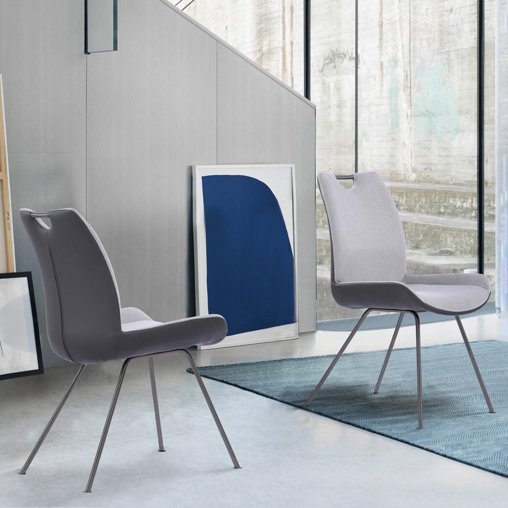 Armen Living - Coronado Contemporary Dining Chair in Gray Powder Coated Finish and Pewter Fabric (Set of 2) - LCCDSIPW veiw 10