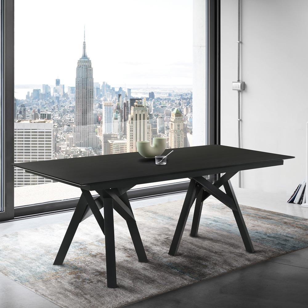 Armen Living - Cortina 79in Mid-Century Modern Black Wood Dining Table with Black Legs - LCCODIBL veiw 4