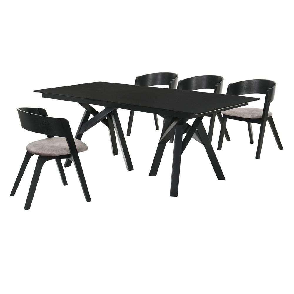 Armen Living Cortina and Lima 5 Piece Black Rectangular Dining Set - Thumbnail 5