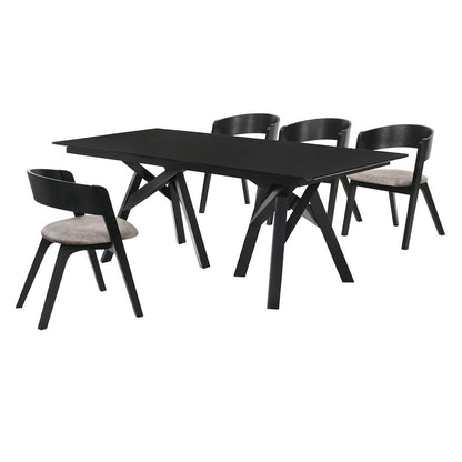 Armen Living - Cortina and Jackie 5 Piece Black Rectangular Dining Set - SETCODIBLK5E veiw 1