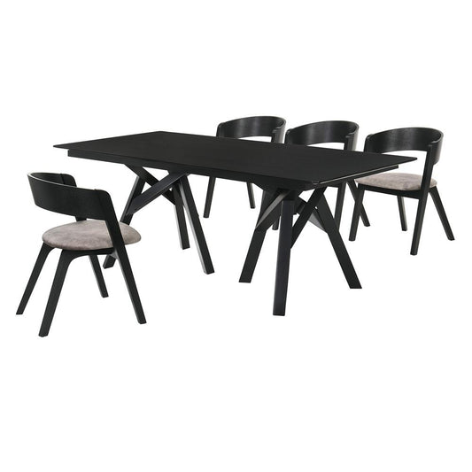 Armen Living - Cortina and Jackie 5 Piece Black Rectangular Dining Set - SETCODIBLK5E veiw 1