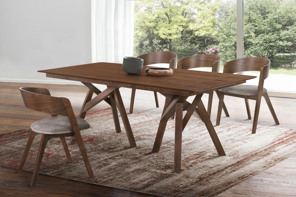 Armen Living - Cortina and Jackie 5 Piece Walnut Rectangular Dining Set - SETCODIWA5E veiw 8