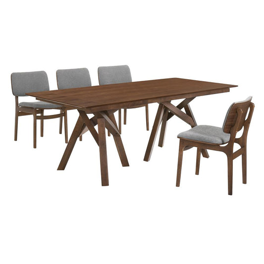 Armen Living - Cortina and Lima 5 Piece Walnut Rectangular Dining Set - SETCODIWA5D veiw 1