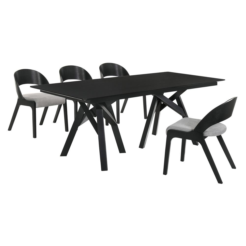 Armen Living Cortina and Lima 5 Piece Black Rectangular Dining Set - Thumbnail 4