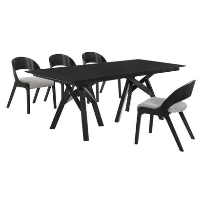 Armen Living - Cortina and Polly 5 Piece Black Rectangular Dining Set - SETCODIBLK5C veiw 1
