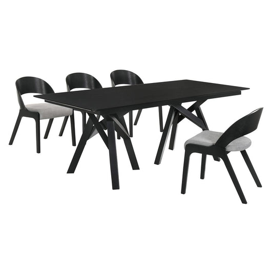 Armen Living - Cortina and Polly 5 Piece Black Rectangular Dining Set - SETCODIBLK5C veiw 1