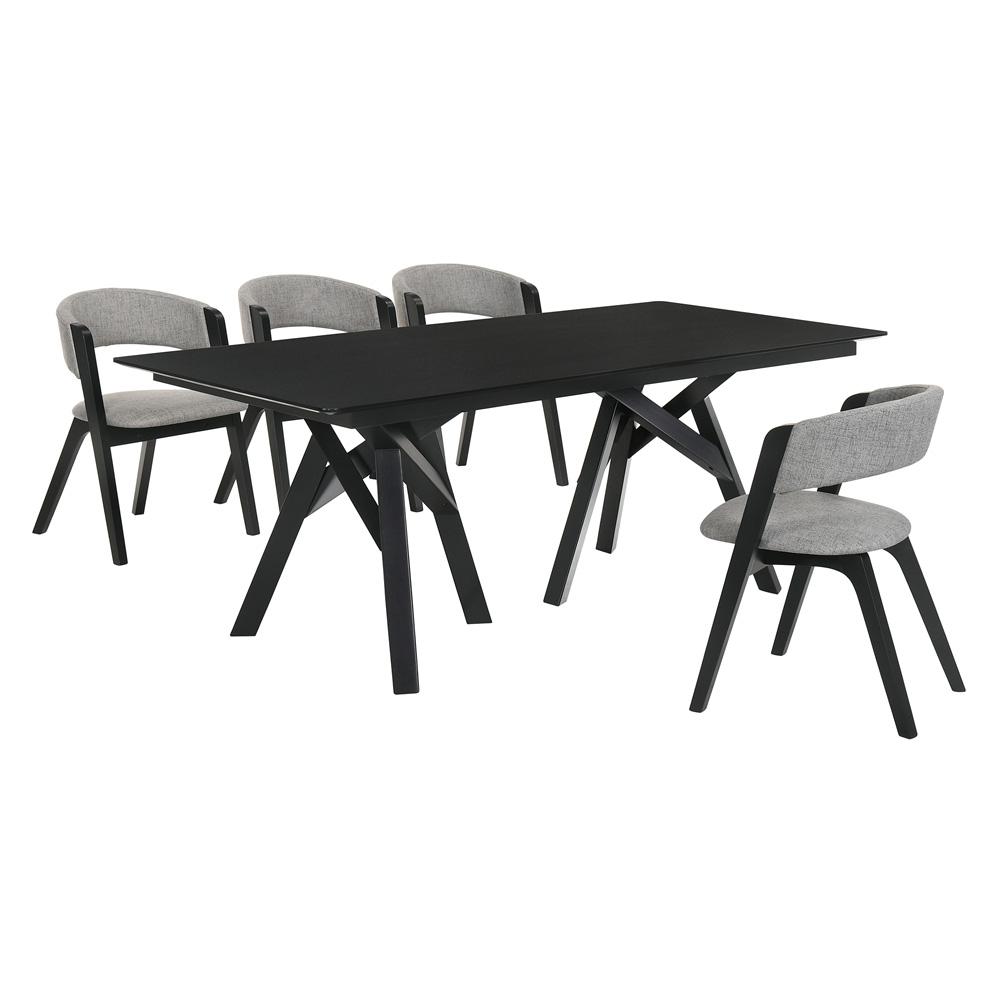 Armen Living - Cortina and Rowan 5 Piece Black Rectangular Dining Set - SETCODIBLK5B veiw 1