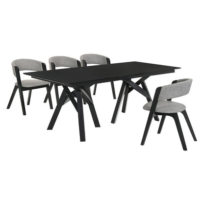 Armen Living - Cortina and Rowan 5 Piece Black Rectangular Dining Set - SETCODIBLK5B veiw 1