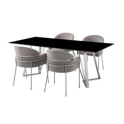 Armen Living - Cressida and Portia Gray Fabric 5 Piece Rectangular Dining Set - SETCSDI5PTGR veiw 1