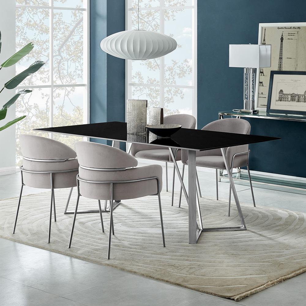 Armen Living - Cressida and Portia Gray Fabric 5 Piece Rectangular Dining Set - SETCSDI5PTGR veiw 8
