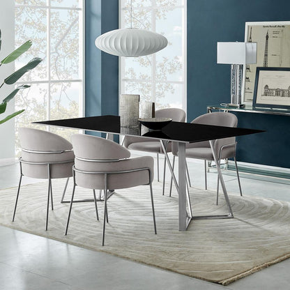 Armen Living - Cressida and Portia Gray Fabric 5 Piece Rectangular Dining Set - SETCSDI5PTGR veiw 8