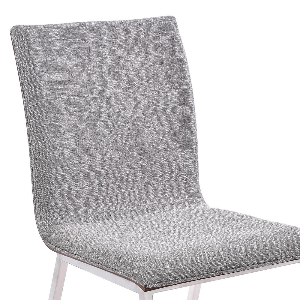 Armen Living - Crystal Dining Chair in Brushed Stainless Steel finish with Gray Fabric and Walnut Back (Set of 2) - LCCRCHGRF veiw 3