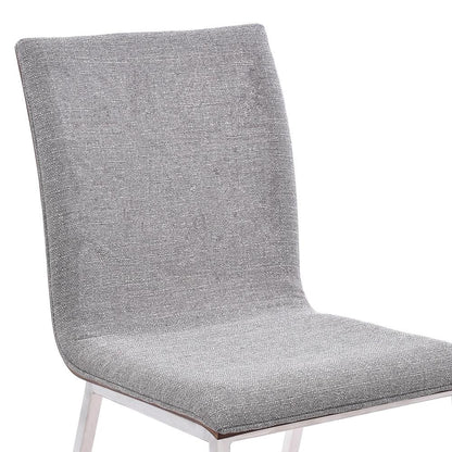 Armen Living - Crystal Dining Chair in Brushed Stainless Steel finish with Gray Fabric and Walnut Back (Set of 2) - LCCRCHGRF veiw 3