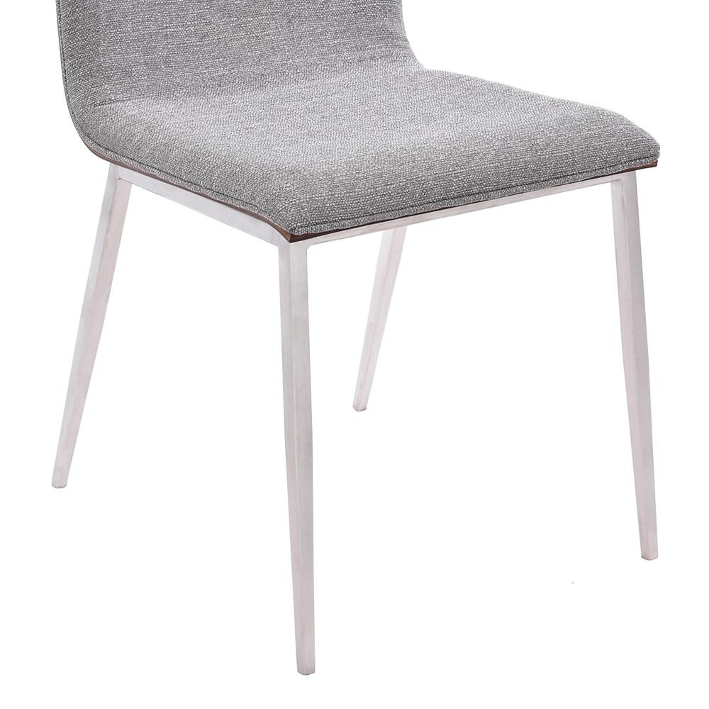 Armen Living - Crystal Dining Chair in Brushed Stainless Steel finish with Gray Fabric and Walnut Back (Set of 2) - LCCRCHGRF veiw 4