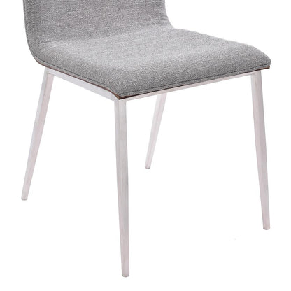 Armen Living - Crystal Dining Chair in Brushed Stainless Steel finish with Gray Fabric and Walnut Back (Set of 2) - LCCRCHGRF veiw 4