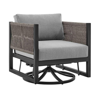 Armen Living - Cuffay Outdoor Patio Swivel Glider Lounge Chair in Black Aluminum with Grey Cushions - 840254332454 veiw 1