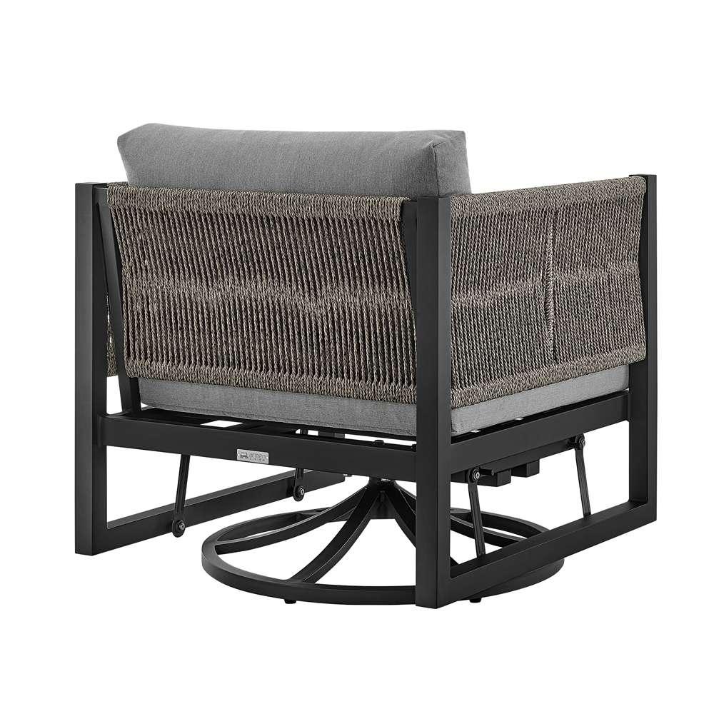 Armen Living - Cuffay Outdoor Patio Swivel Glider Lounge Chair in Black Aluminum with Grey Cushions - 840254332454 veiw 4