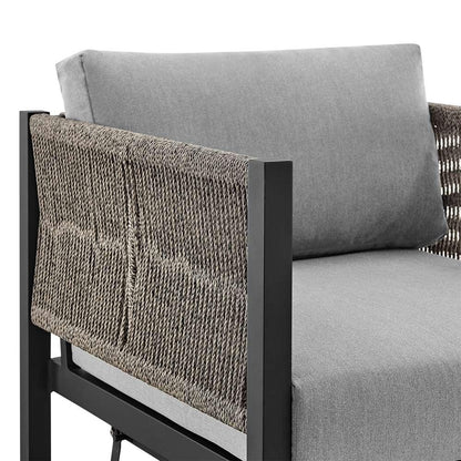 Armen Living - Cuffay Outdoor Patio Swivel Glider Lounge Chair in Black Aluminum with Grey Cushions - 840254332454 veiw 5