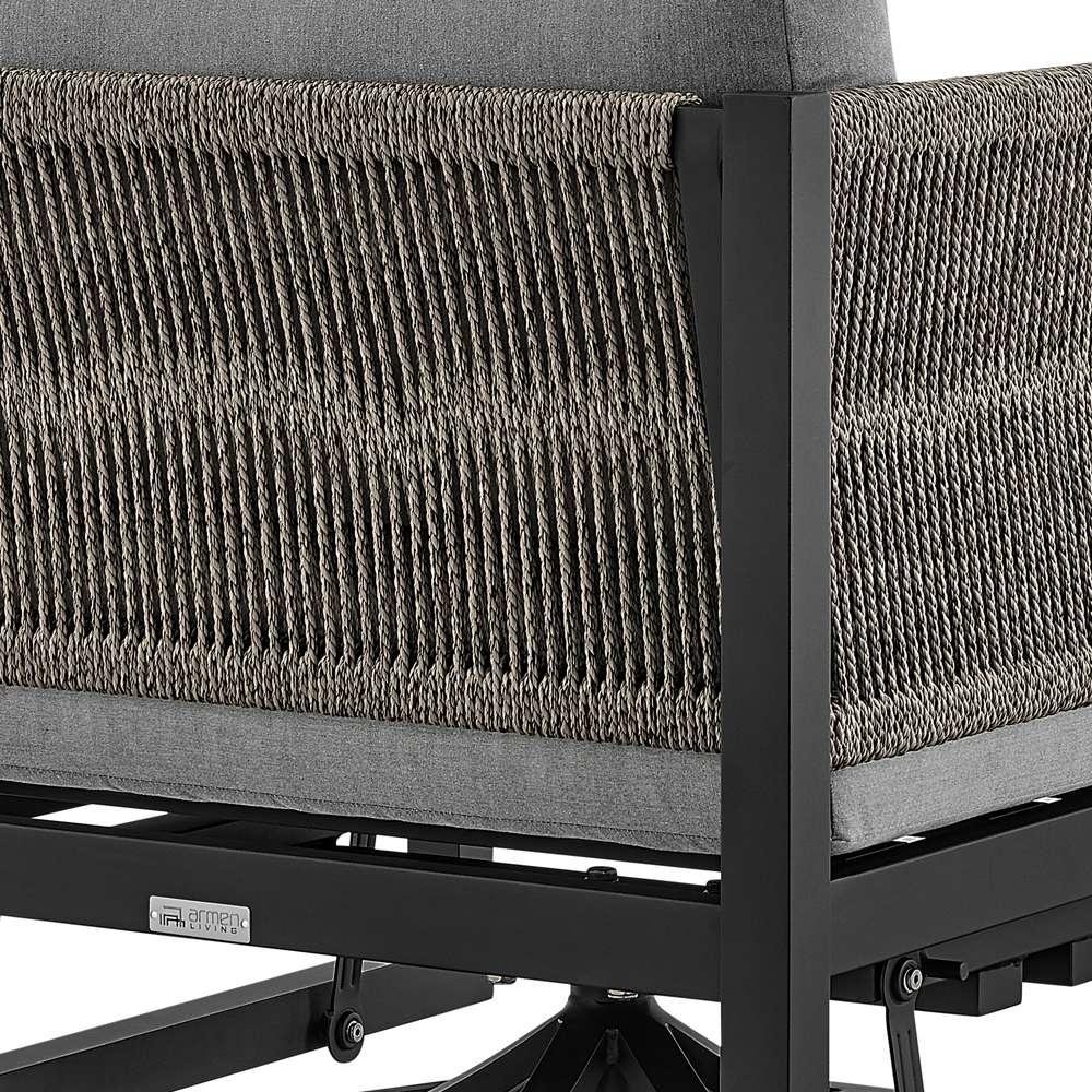 Armen Living - Cuffay Outdoor Patio Swivel Glider Lounge Chair in Black Aluminum with Grey Cushions - 840254332454 veiw 6