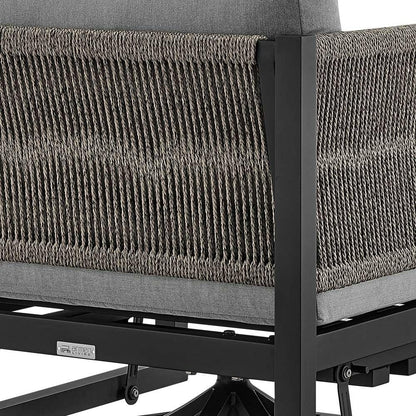 Armen Living - Cuffay Outdoor Patio Swivel Glider Lounge Chair in Black Aluminum with Grey Cushions - 840254332454 veiw 6