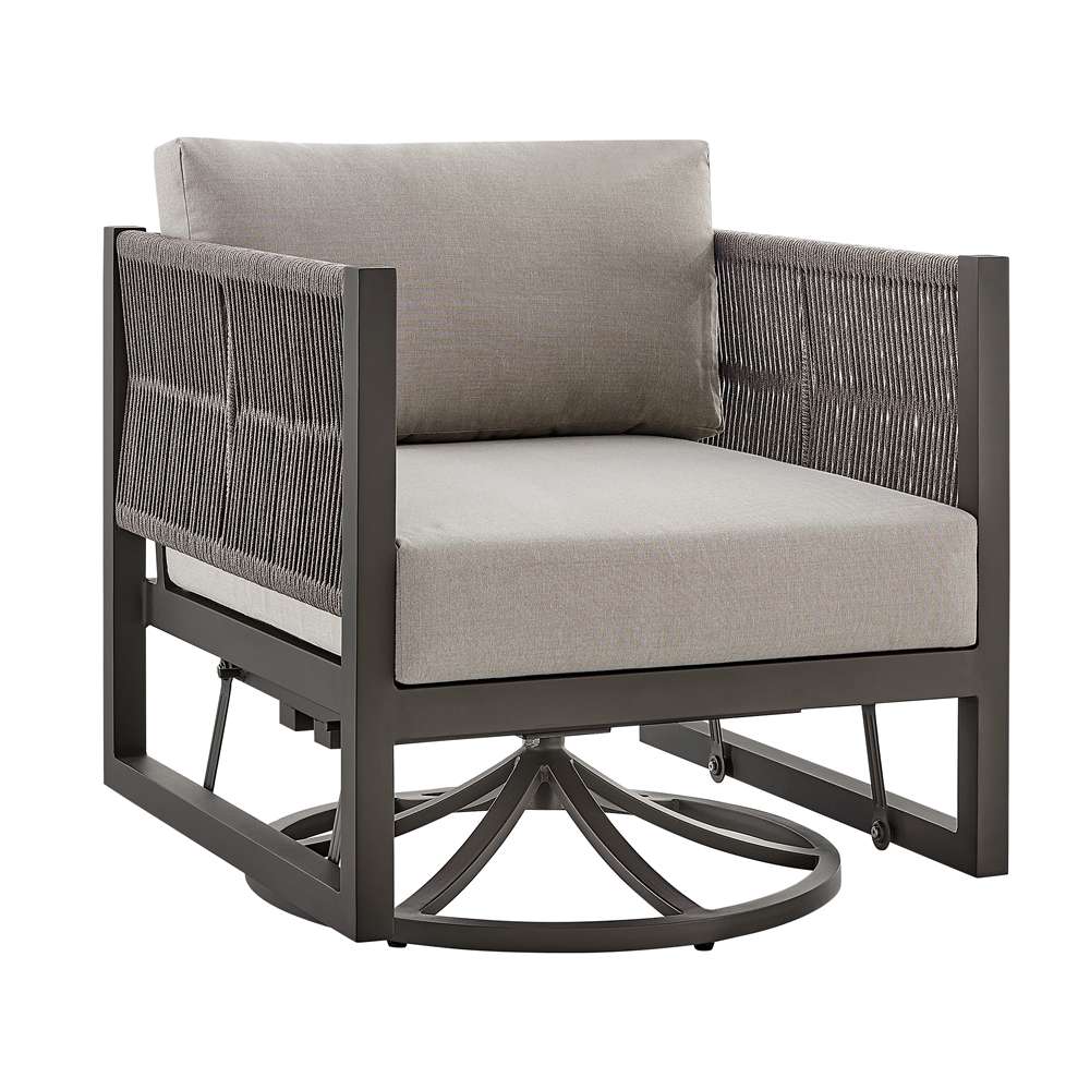 Armen Living - Cuffay Outdoor Patio Swivel Glider Lounge Chair in Dark Brown Aluminum with Cushions - 840254332461 veiw 1