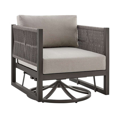 Armen Living - Cuffay Outdoor Patio Swivel Glider Lounge Chair in Dark Brown Aluminum with Cushions - 840254332461 veiw 1