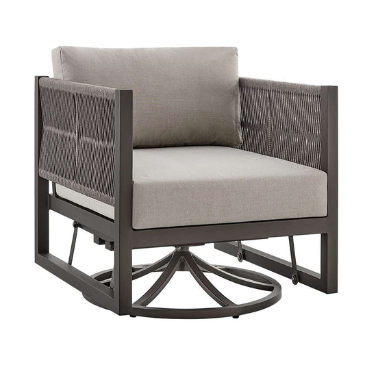 Armen Living - Cuffay Outdoor Patio Swivel Glider Lounge Chair in Dark Brown Aluminum with Cushions - 840254332461 veiw 1