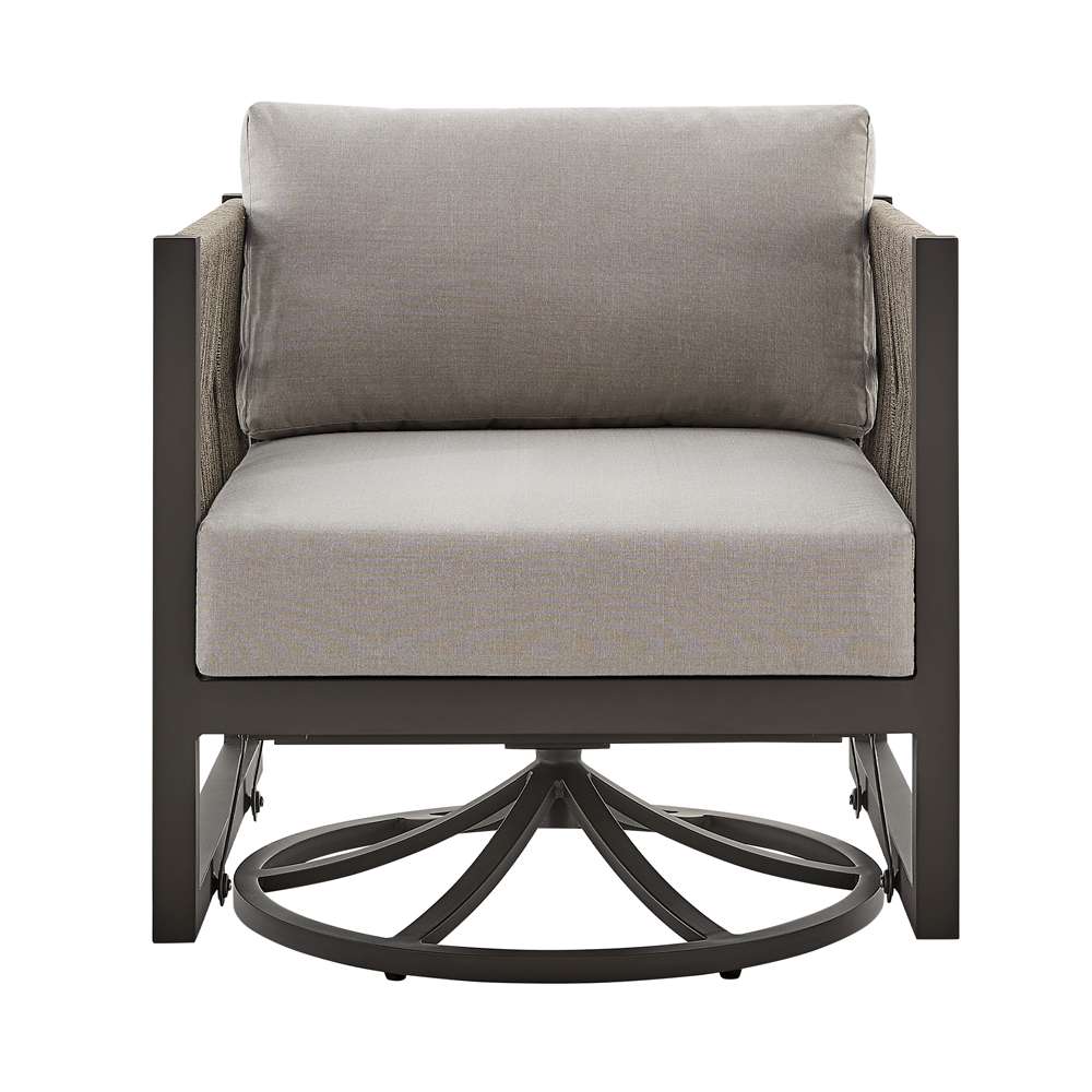 Armen Living - Cuffay Outdoor Patio Swivel Glider Lounge Chair in Dark Brown Aluminum with Cushions - 840254332461 veiw 2