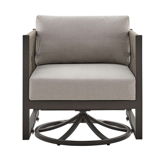 Armen Living - Cuffay Outdoor Patio Swivel Glider Lounge Chair in Dark Brown Aluminum with Cushions - 840254332461 veiw 2