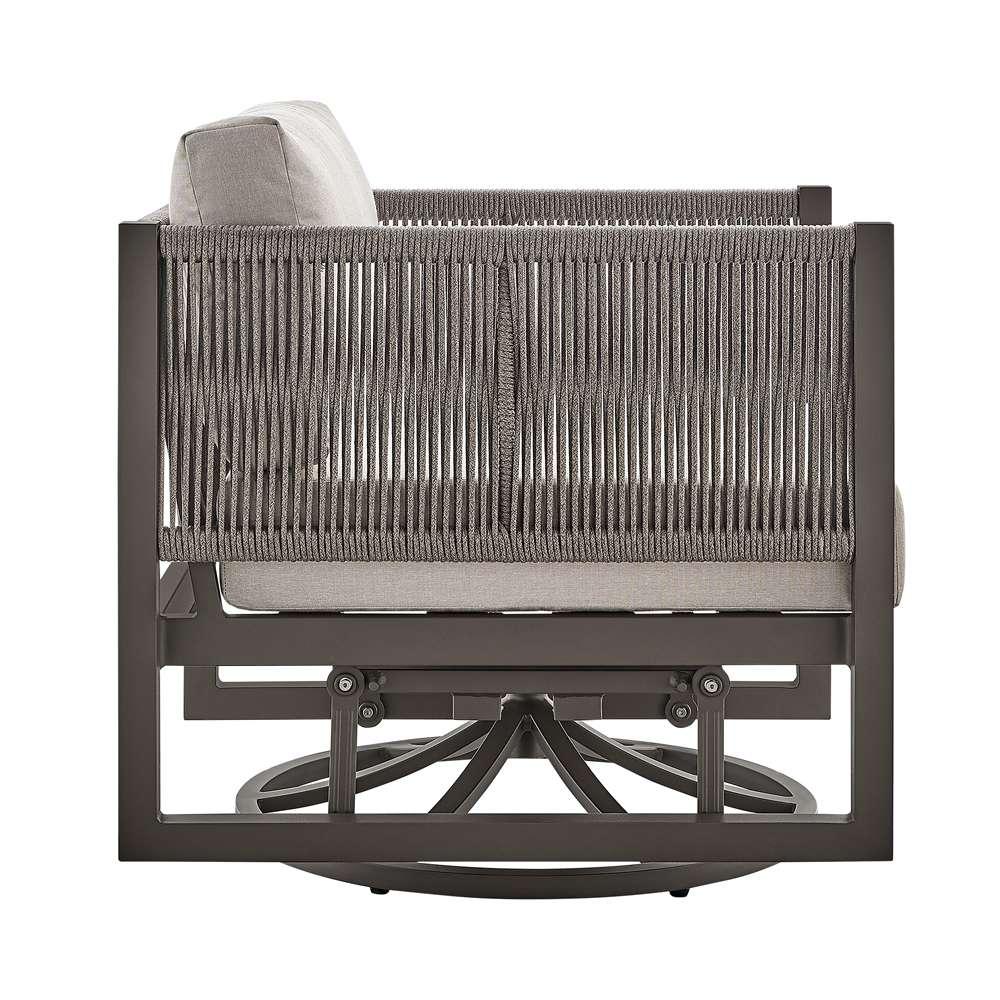 Armen Living - Cuffay Outdoor Patio Swivel Glider Lounge Chair in Dark Brown Aluminum with Cushions - 840254332461 veiw 3