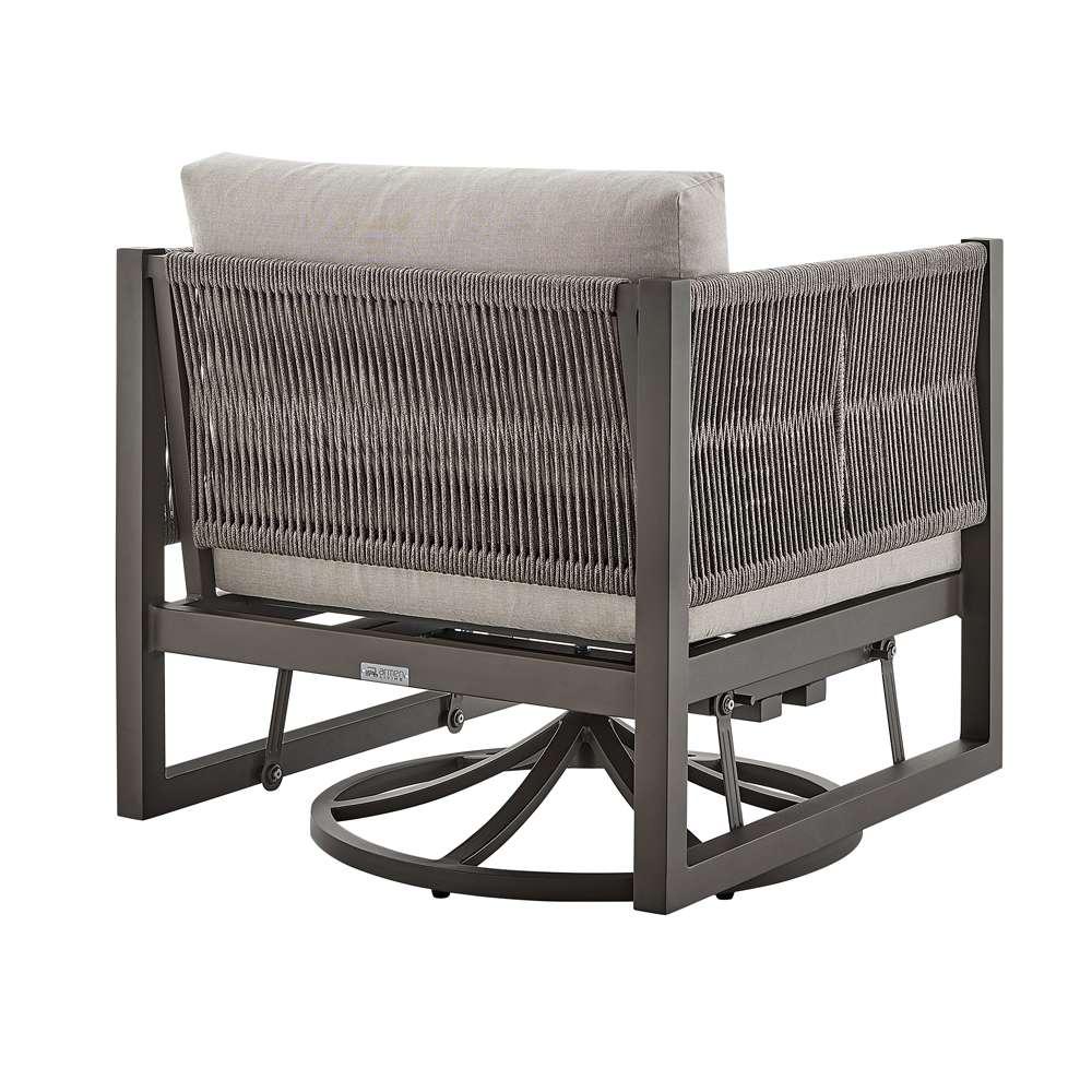 Armen Living - Cuffay Outdoor Patio Swivel Glider Lounge Chair in Dark Brown Aluminum with Cushions - 840254332461 veiw 4