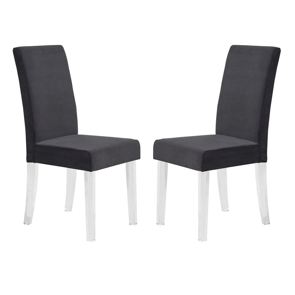 Armen Living - Dalia Modern and Contemporary Dining Chair in Black Velvet with Acrylic Legs (Set of 2) - LCDACHBL veiw 1