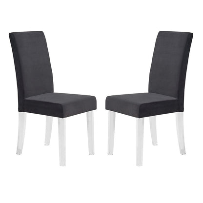 Armen Living - Dalia Modern and Contemporary Dining Chair in Black Velvet with Acrylic Legs (Set of 2) - LCDACHBL veiw 1