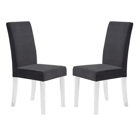 Armen Living - Dalia Modern and Contemporary Dining Chair in Black Velvet with Acrylic Legs (Set of 2) - LCDACHBL veiw 1